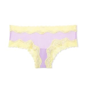 Victoria's Secret Tease Mesh Lace-Trim Cheeky Panty Hollywood Pink Medium NEW